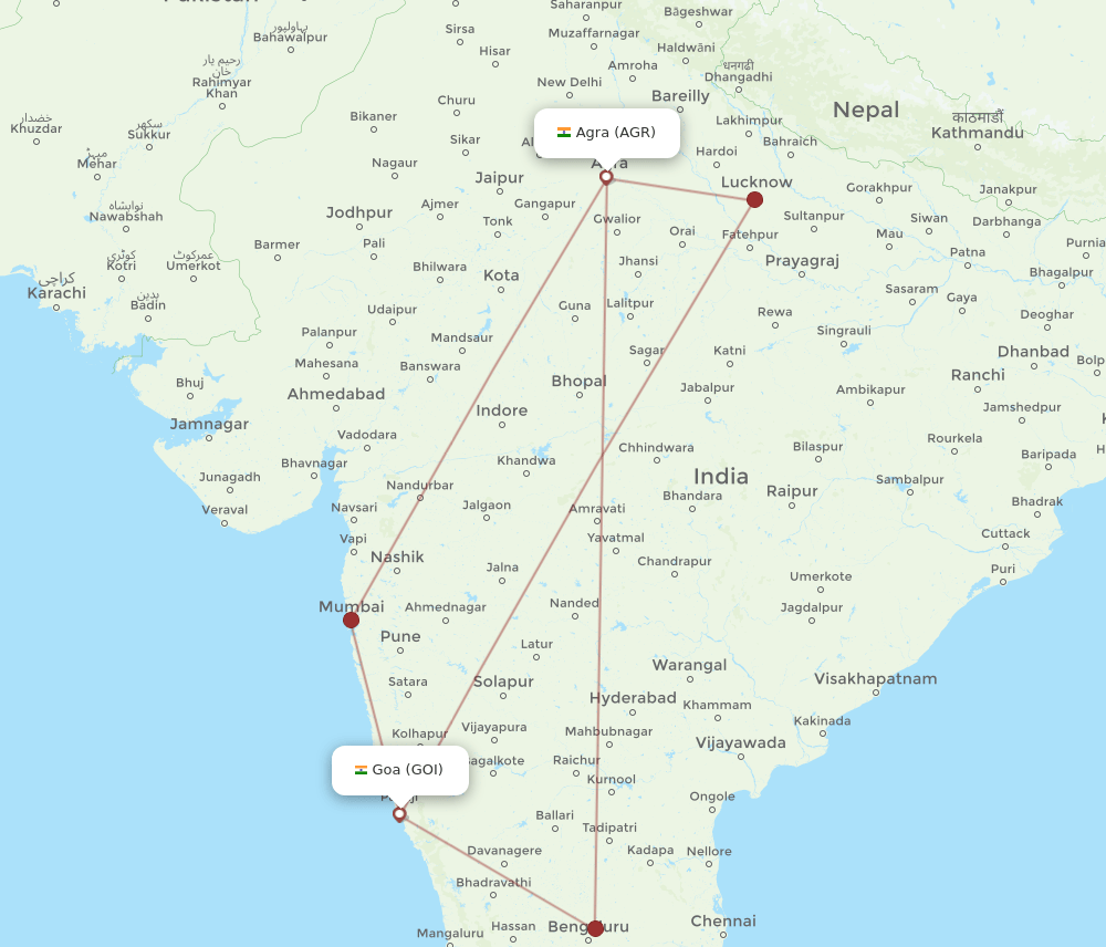 AGR-GOI flight routes