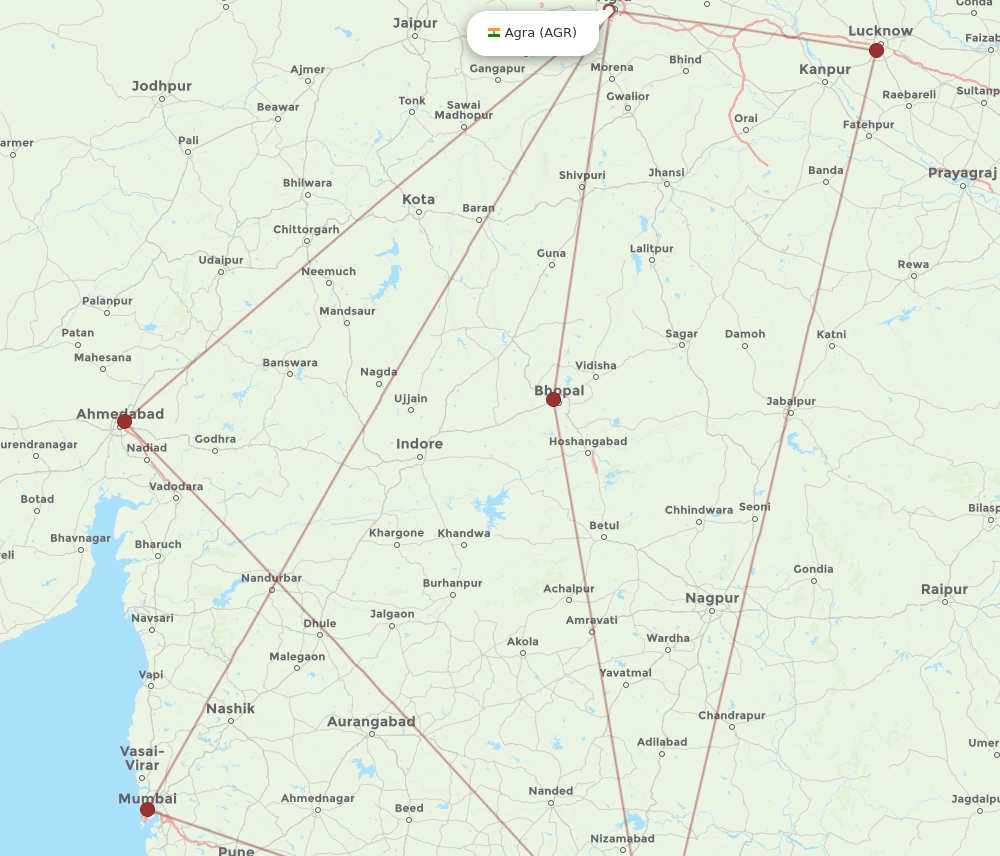 AGR-HYD flight routes