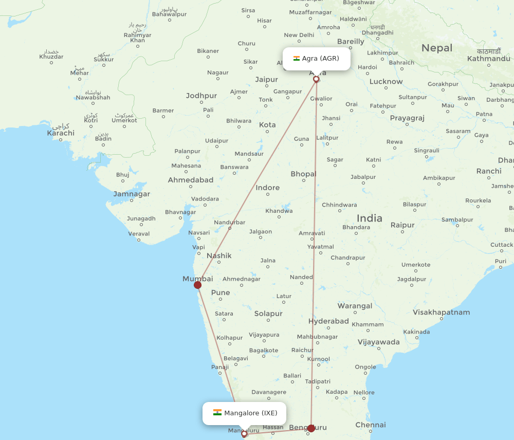 AGR-IXE flight routes