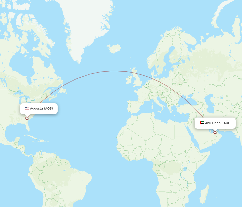 Abu Dhabi - Augusta route map and flight paths