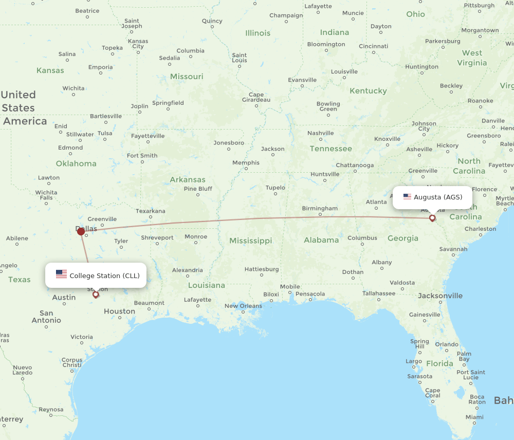 AGS-CLL flight routes