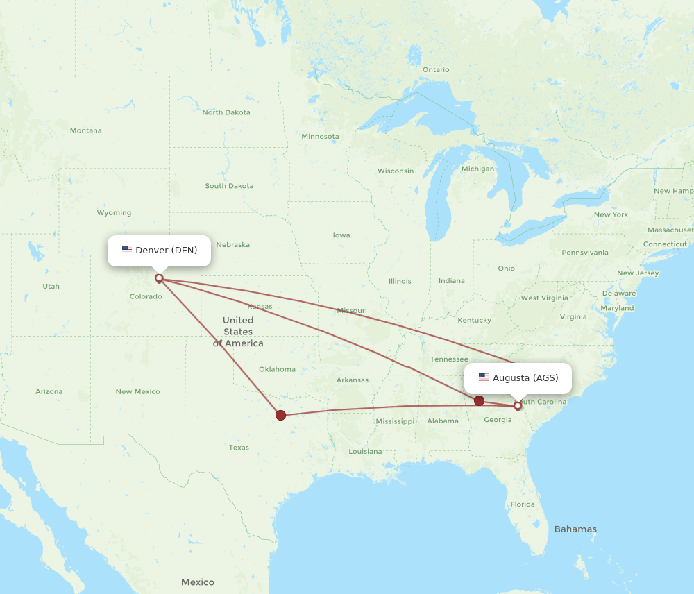 AGS-DEN flight routes