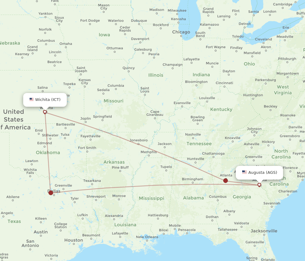 AGS-ICT flight routes