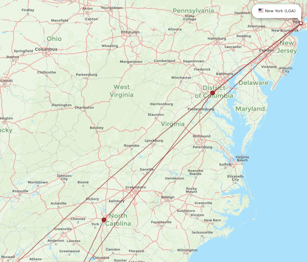 AGS to LGA flights and routes map