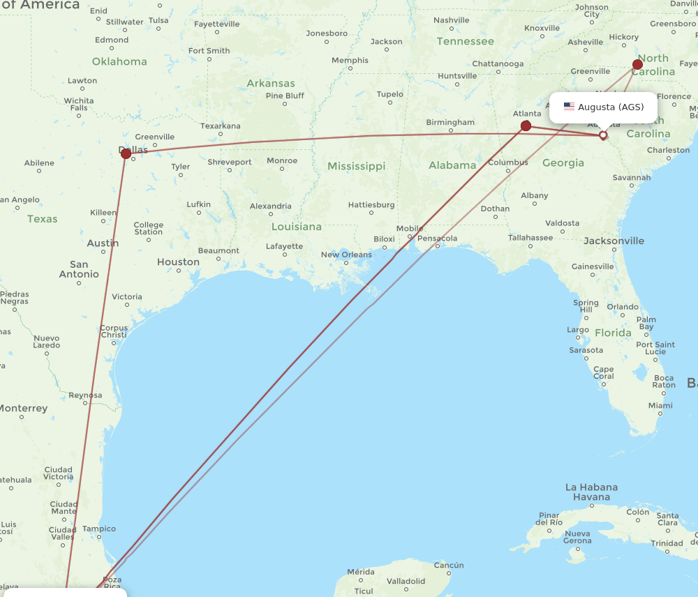 AGS-MEX flight routes