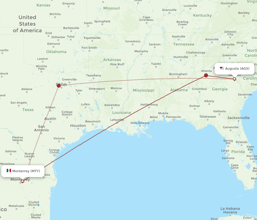AGS-MTY flight routes