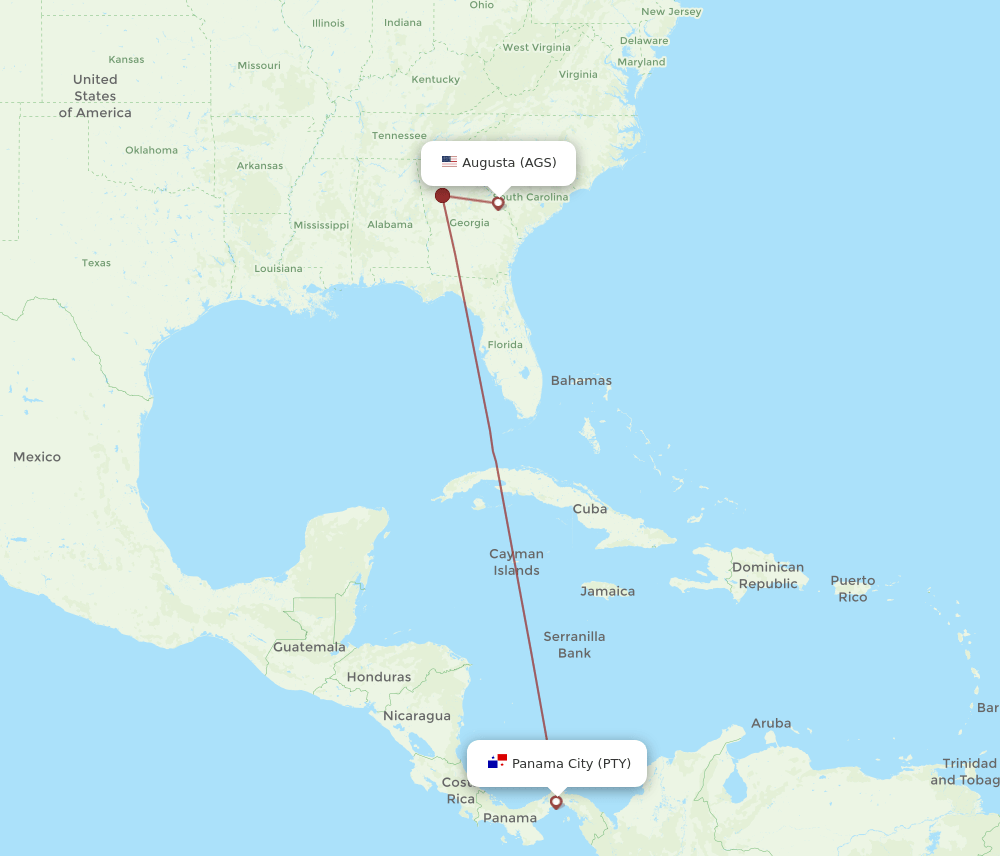 AGS-PTY flight routes