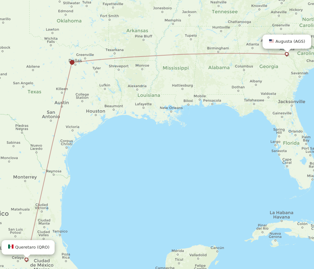 AGS-QRO flight routes