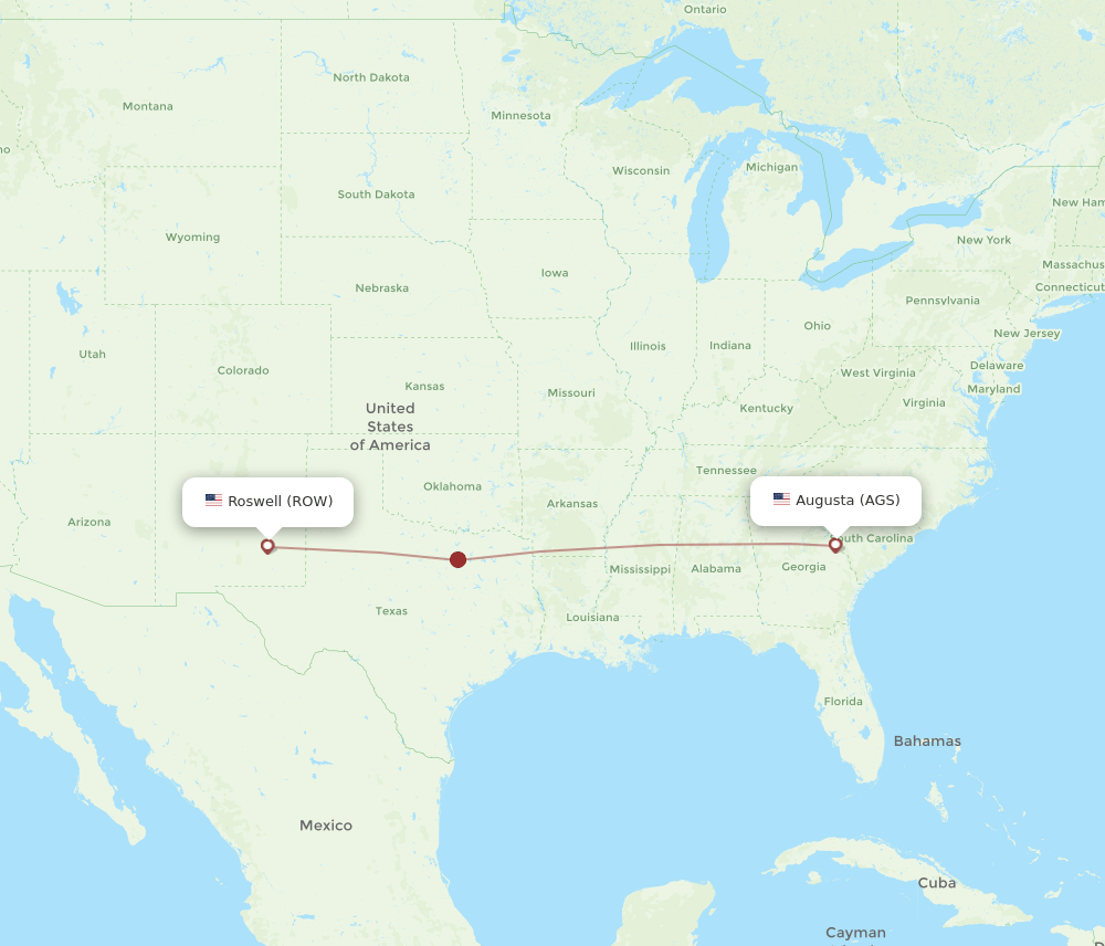 AGS to ROW flights and routes map