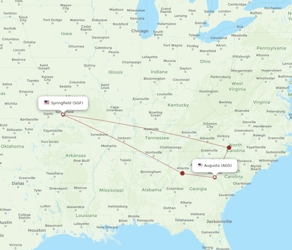 AGS-SGF flight routes