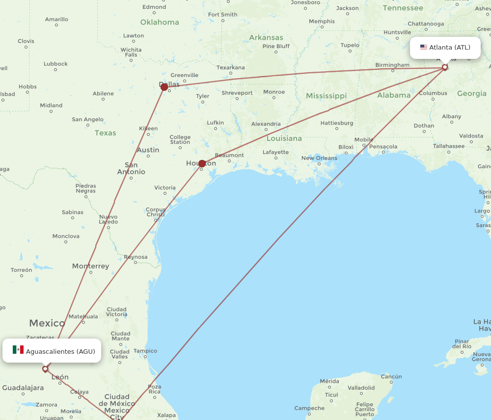 AGU-ATL flight routes