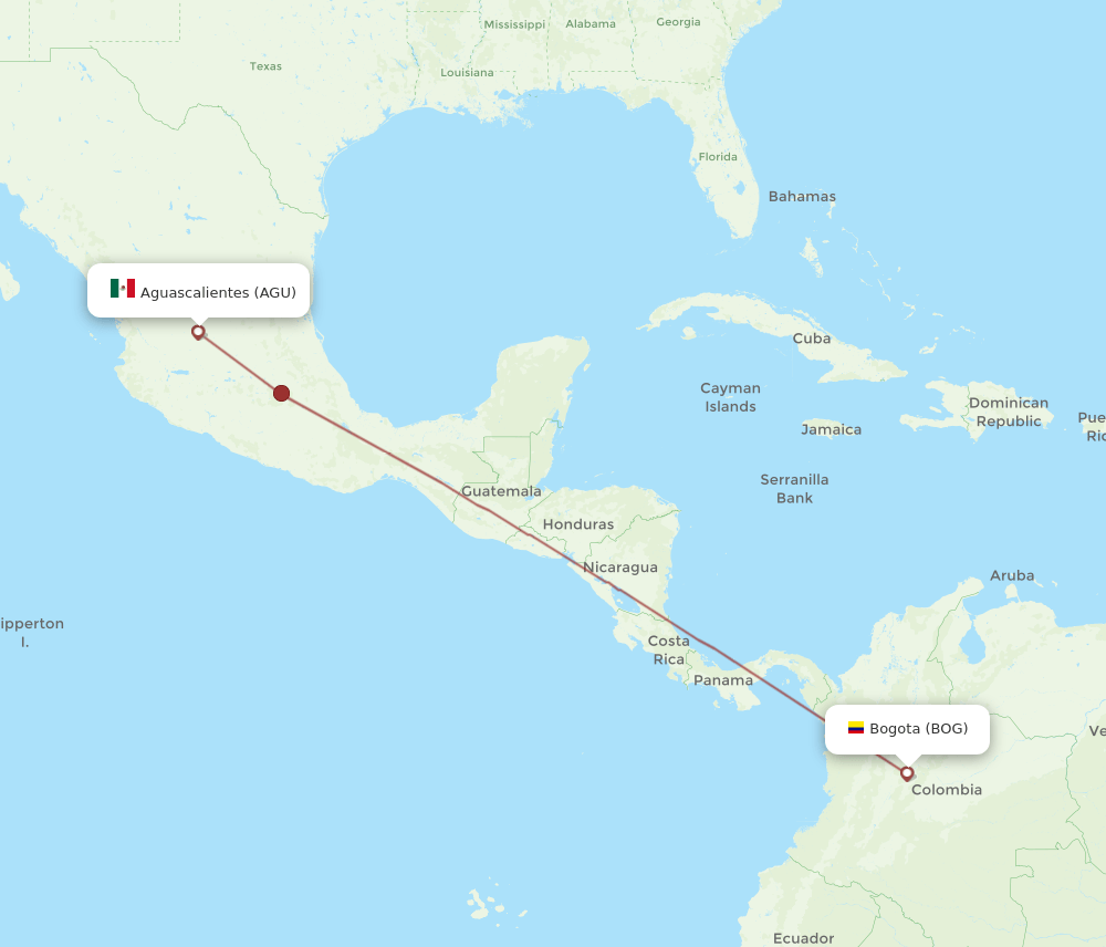 AGU to BOG flights and routes map