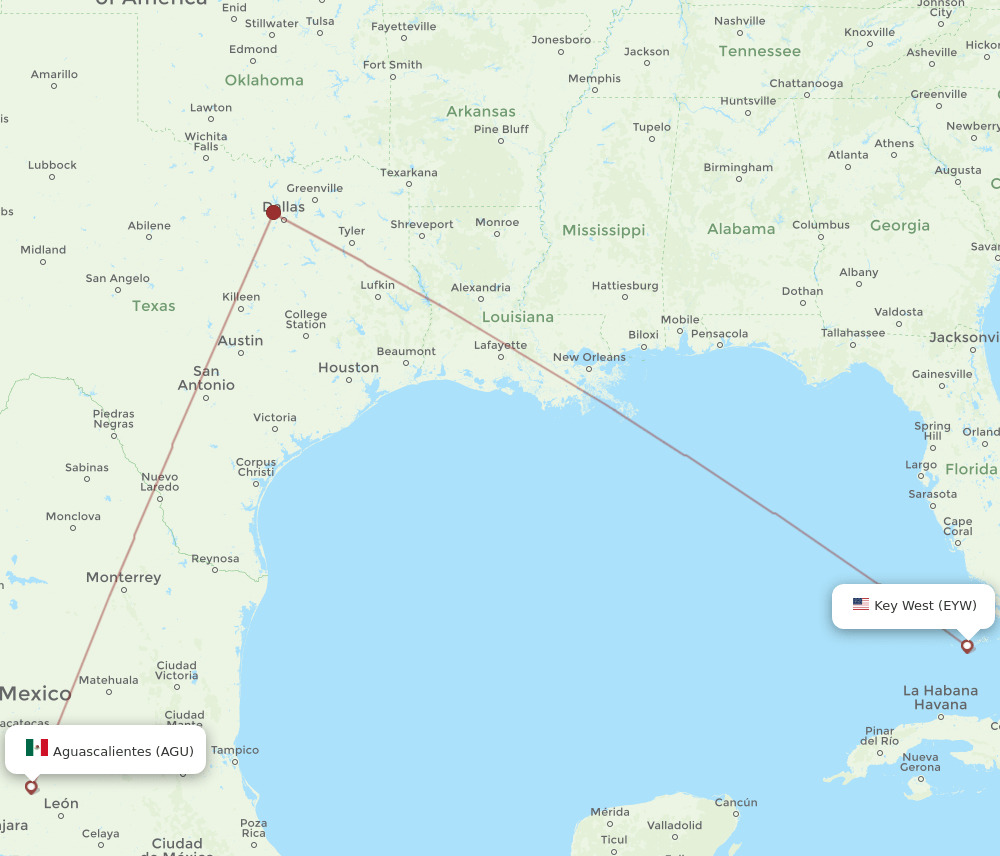 AGU-EYW flight routes