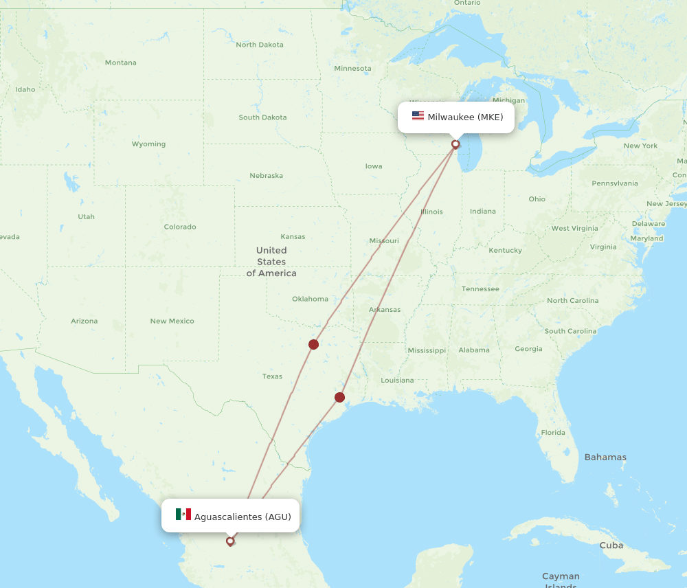 AGU-MKE flight routes