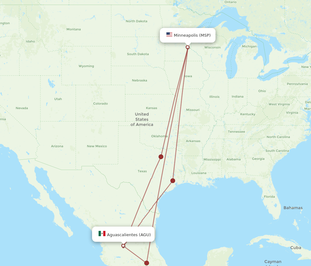 AGU-MSP flight routes