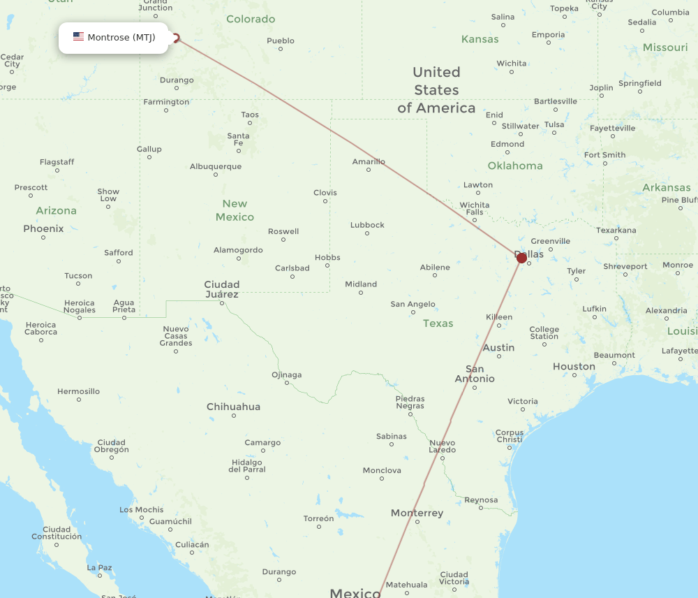 AGU to MTJ flights and routes map