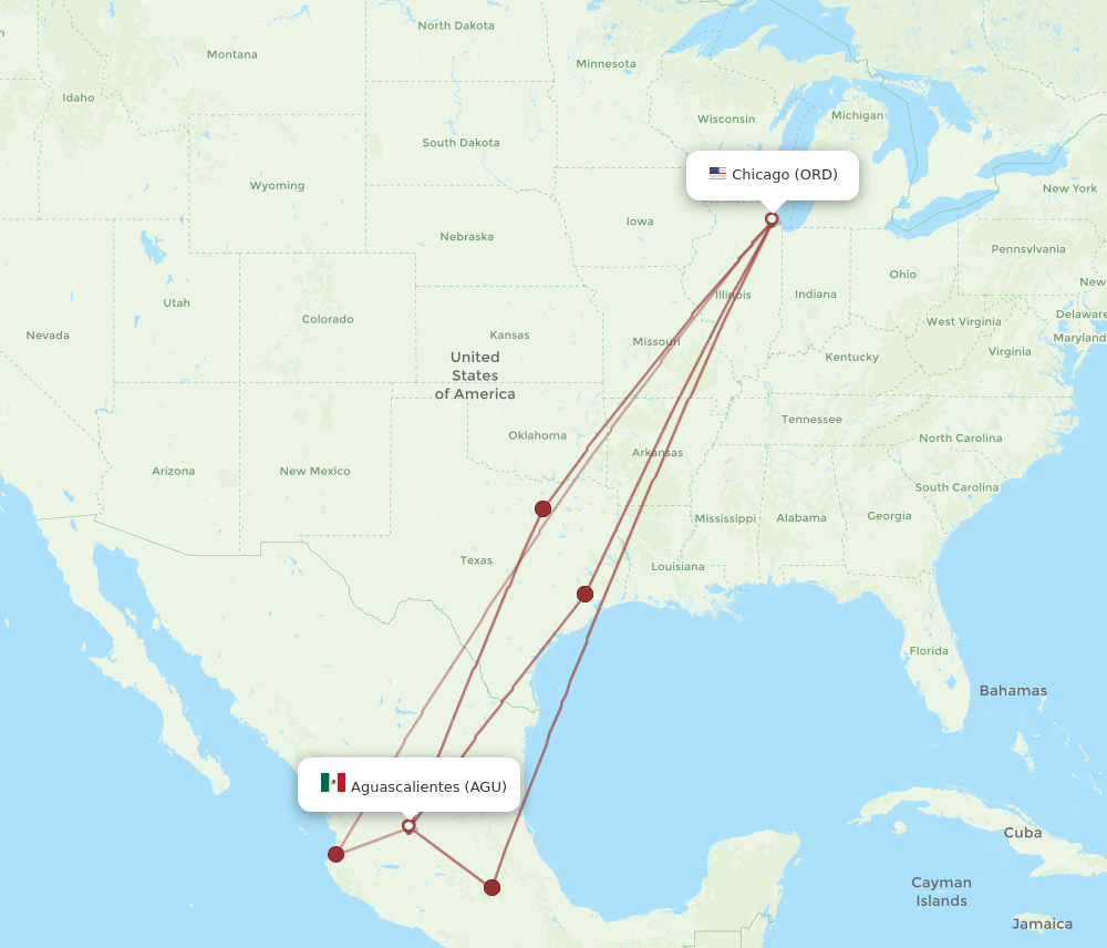AGU-ORD flight routes