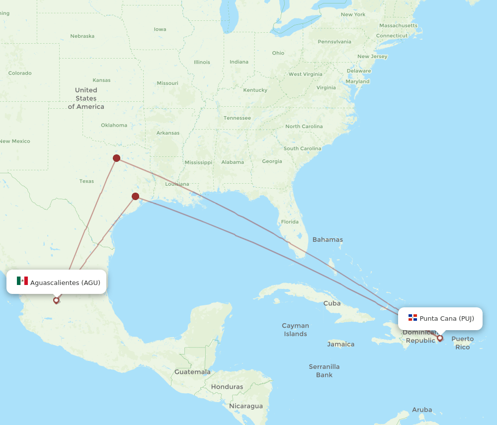 AGU-PUJ flight routes