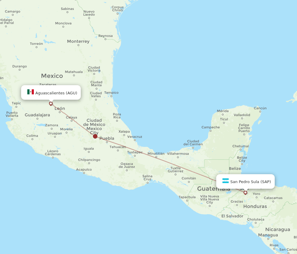 AGU to SAP flights and routes map