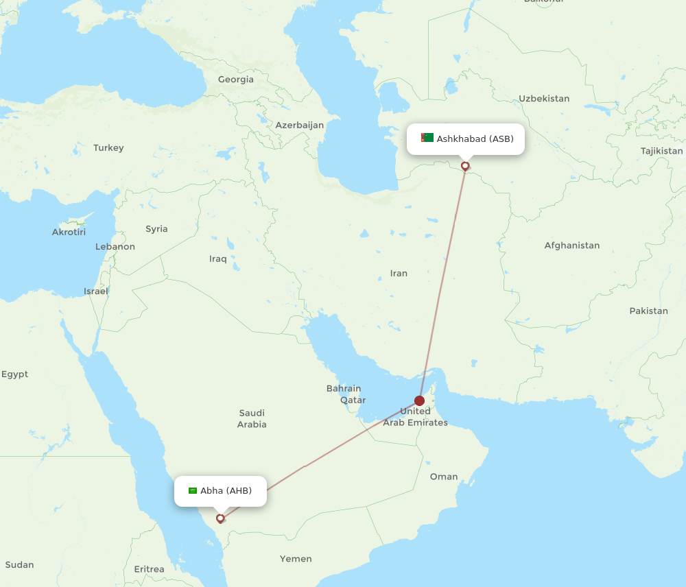 AHB to ASB flights and routes map