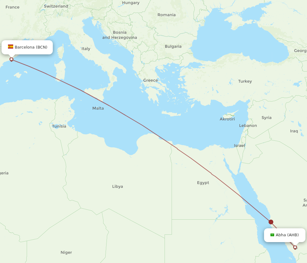 AHB-BCN flight routes