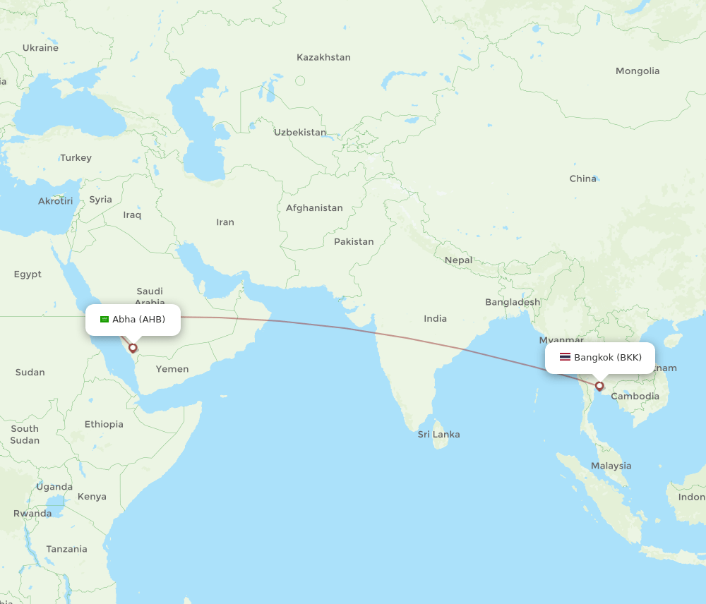 AHB-BKK flight routes