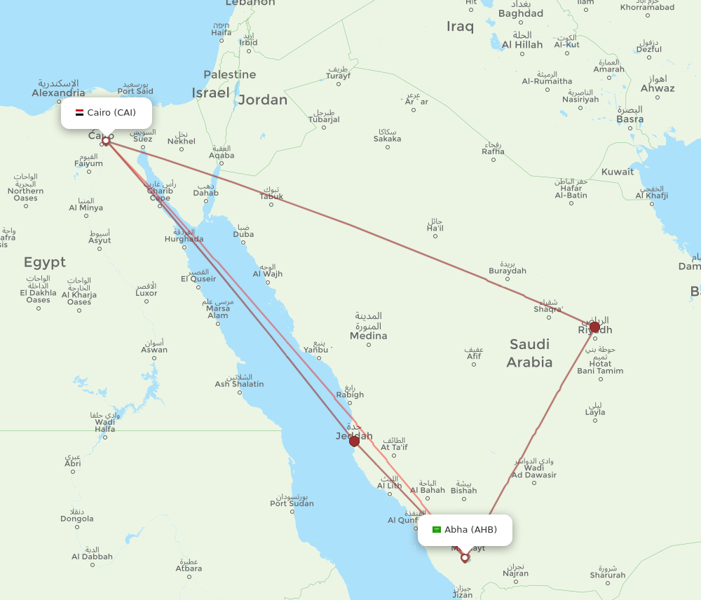 AHB to CAI flights and routes map