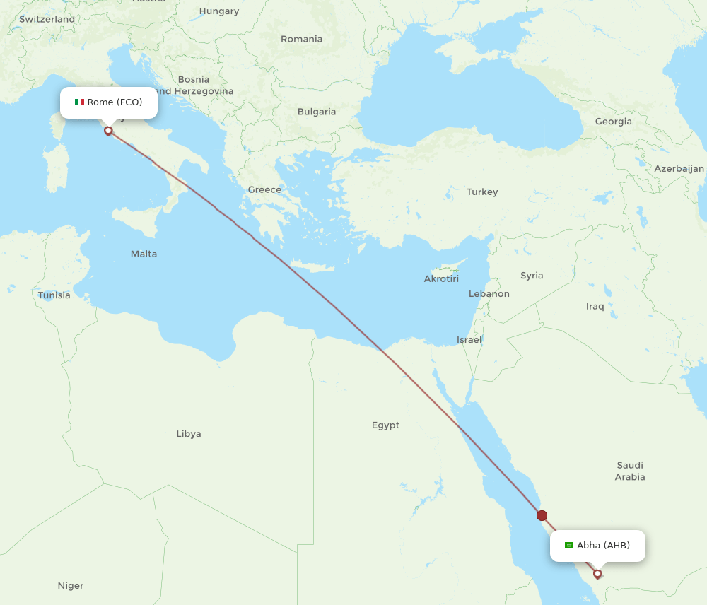 AHB-FCO flight routes