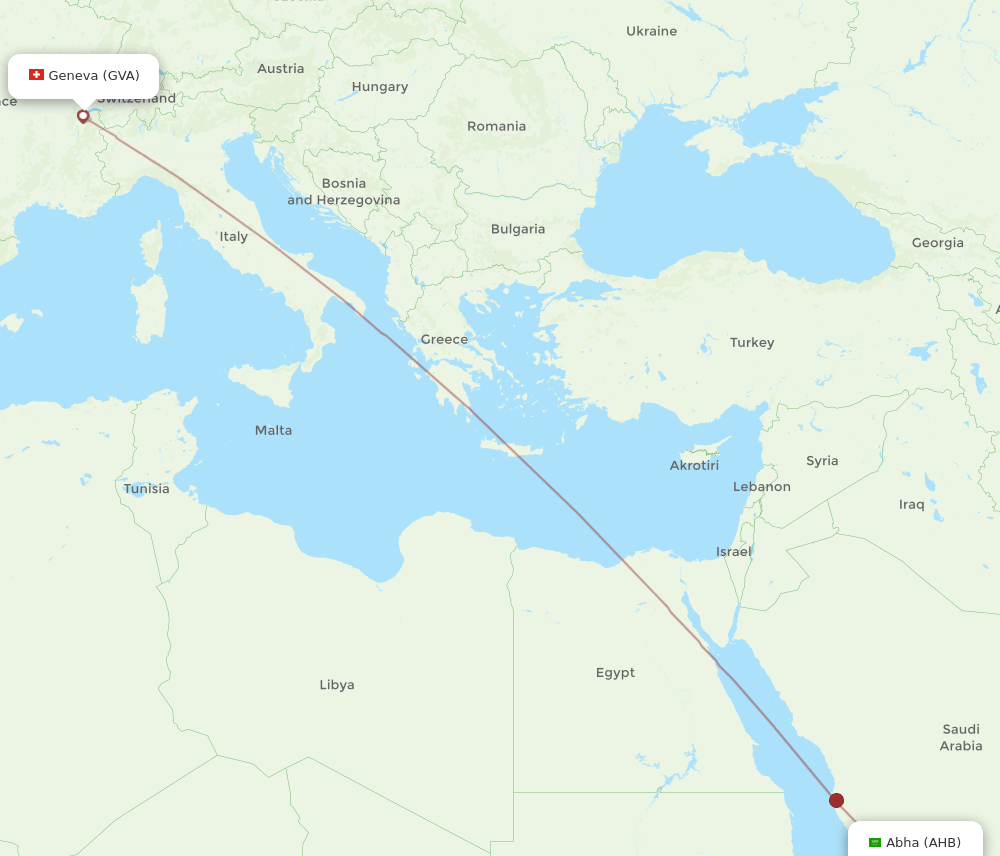 AHB-GVA flight routes