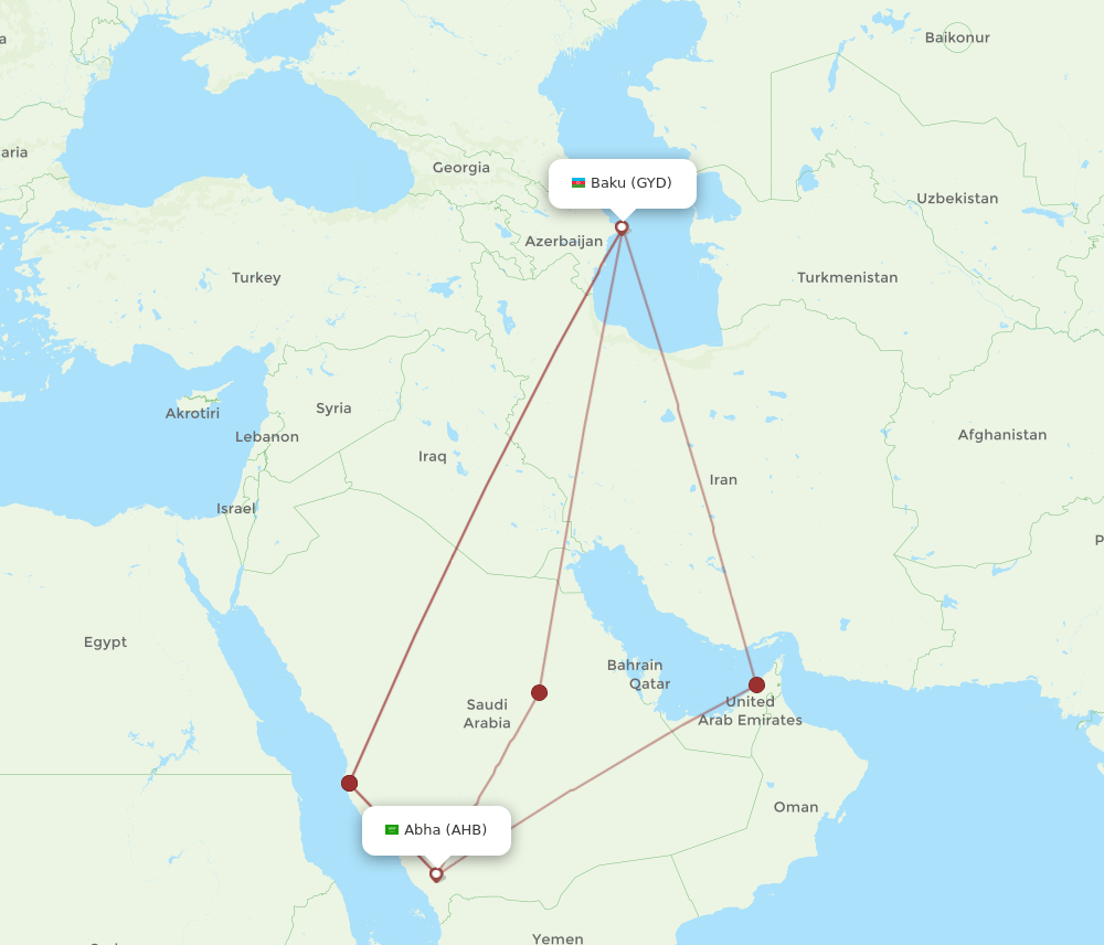 AHB to GYD flights and routes map