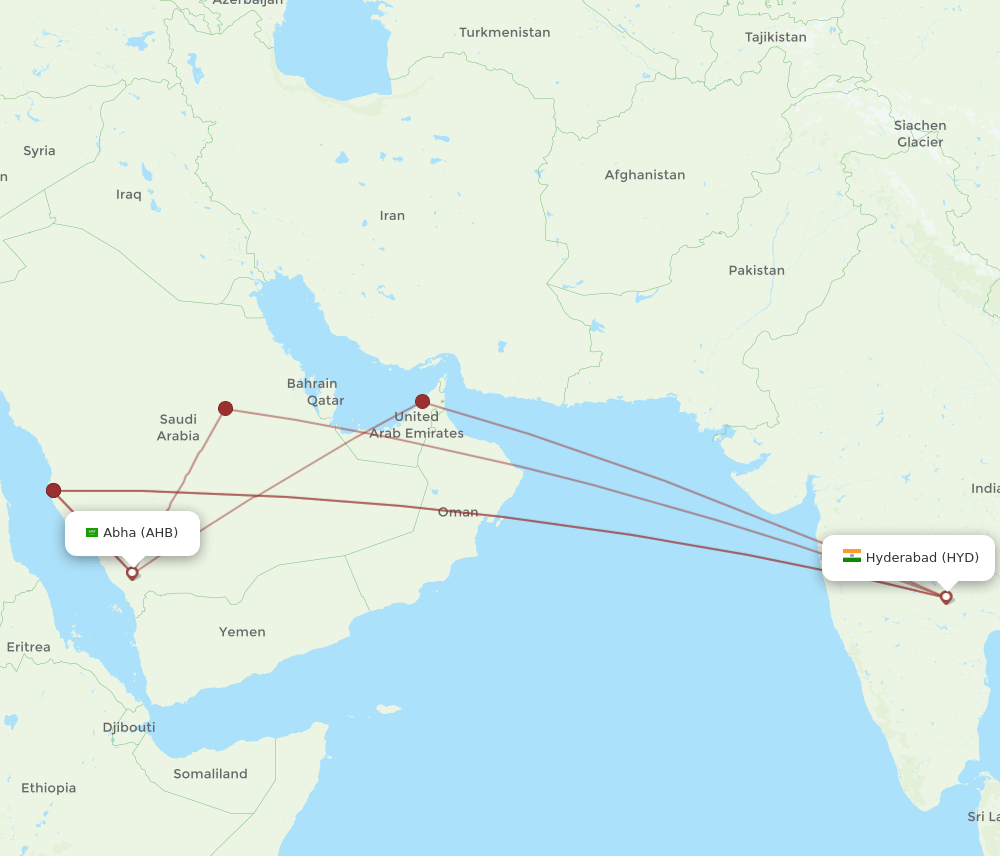 AHB-HYD flight routes