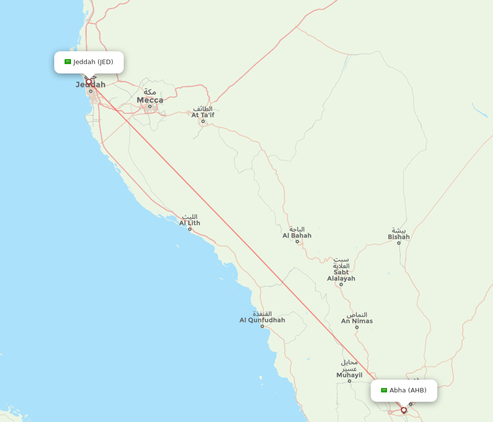 AHB to JED flights and routes map