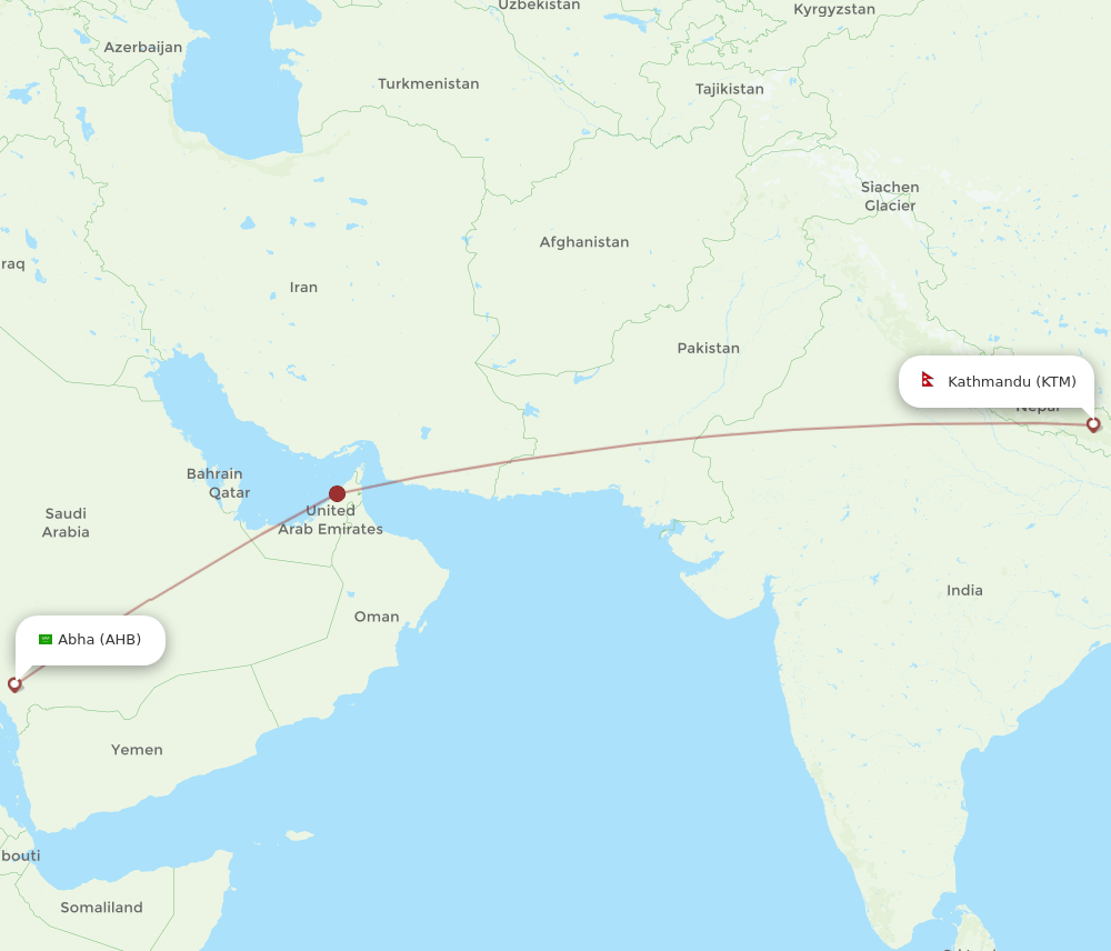 AHB-KTM flight routes