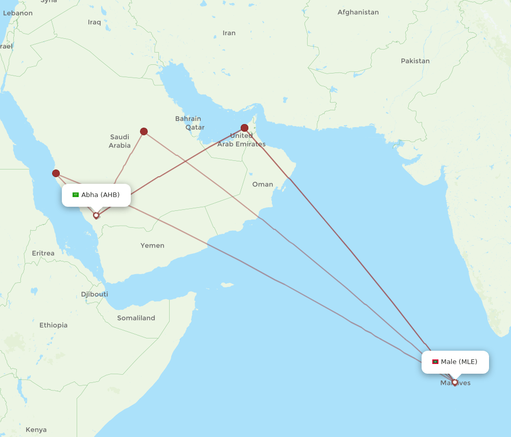 AHB to MLE flights and routes map