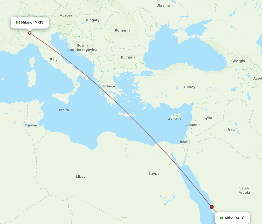 AHB-MXP flight routes