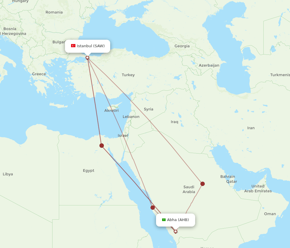 AHB-SAW flight routes