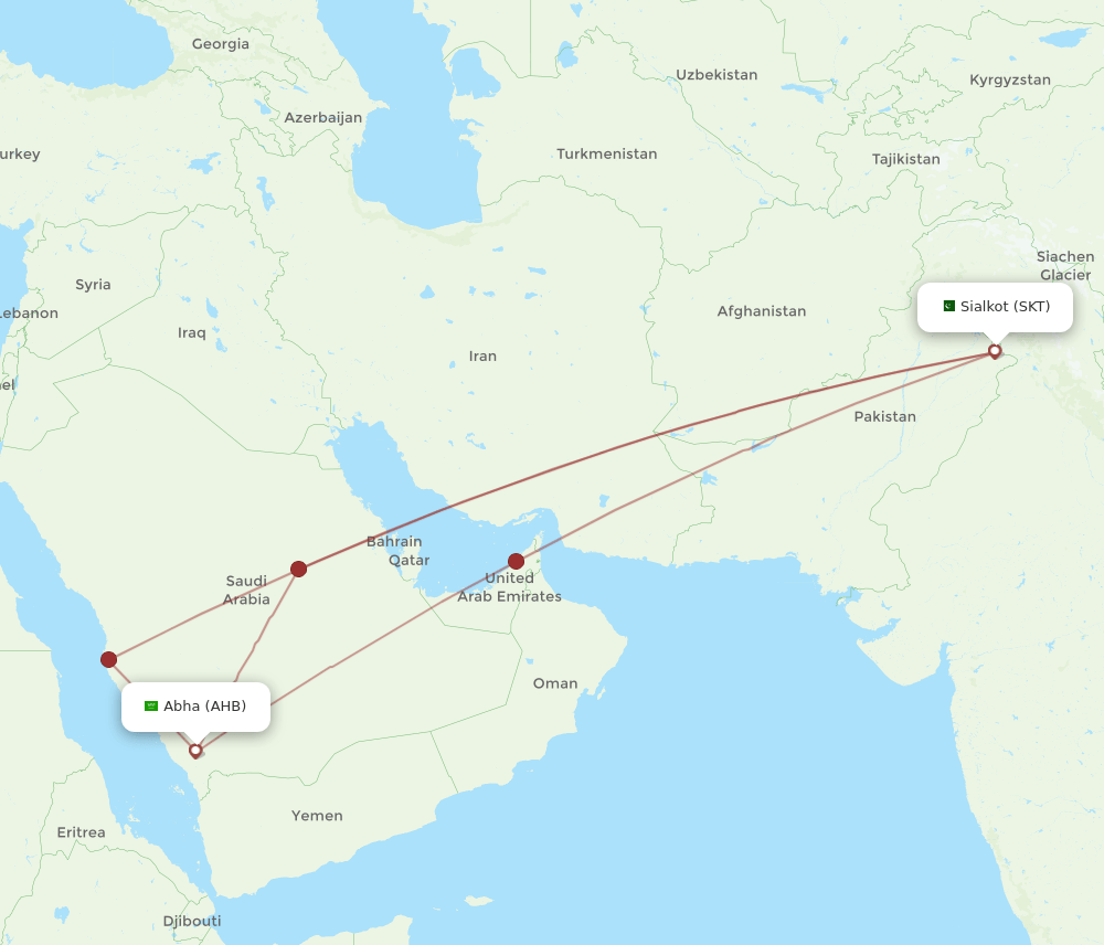 AHB-SKT flight routes