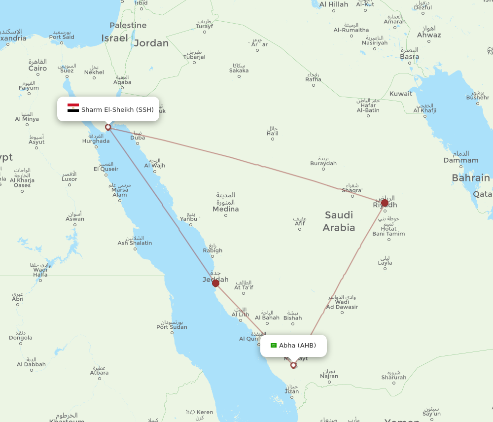 AHB to SSH flights and routes map