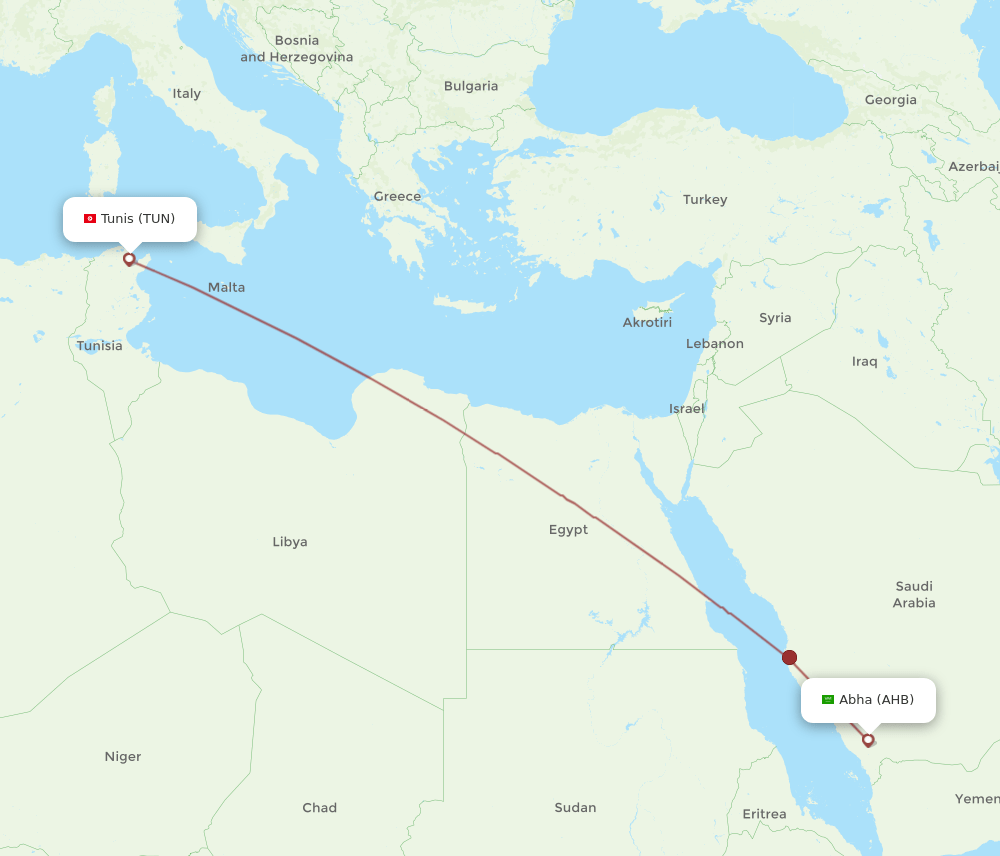 AHB-TUN flight routes