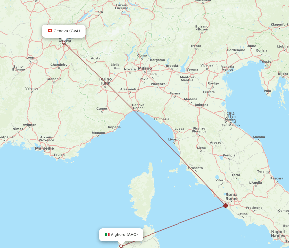 AHO-GVA flight routes