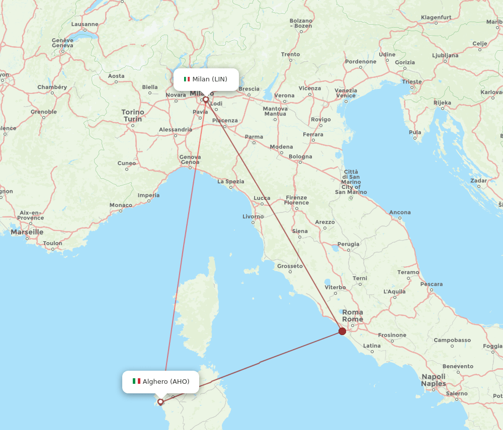 AHO-LIN flight routes