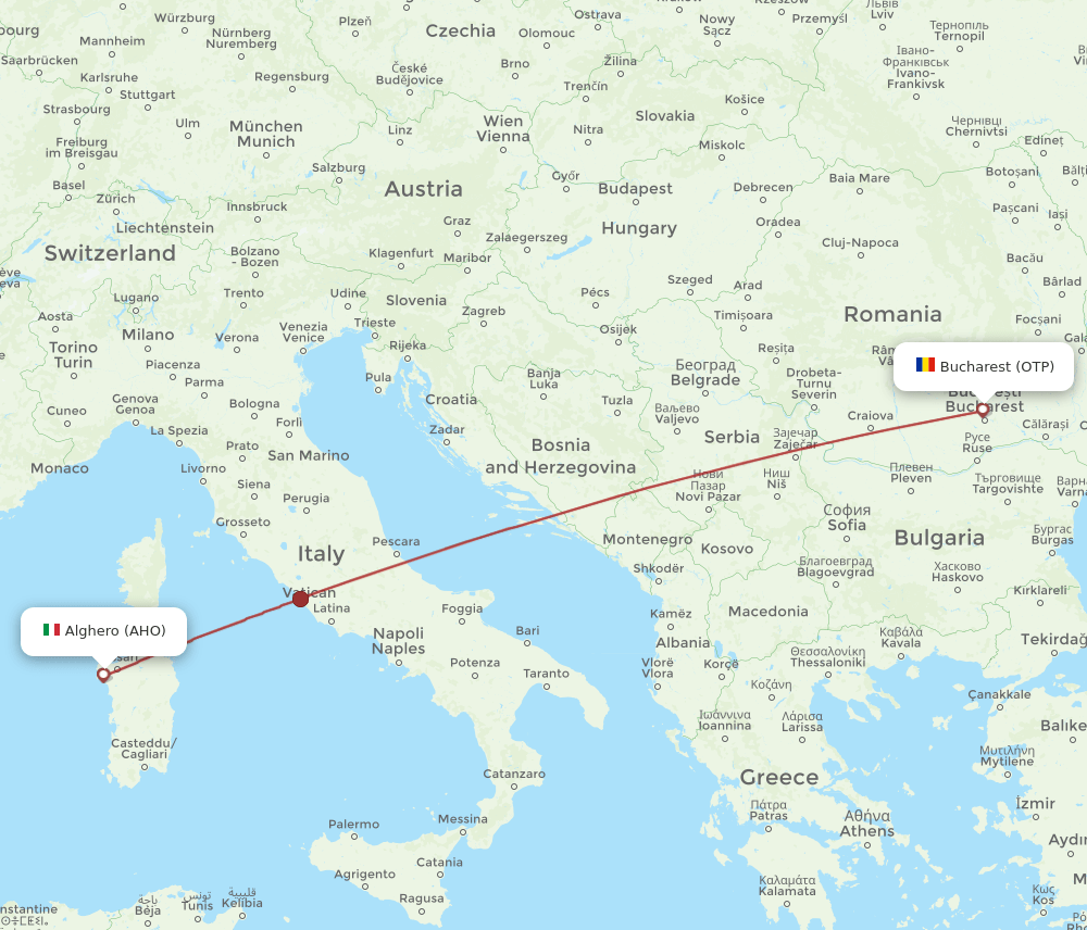 AHO-OTP flight routes