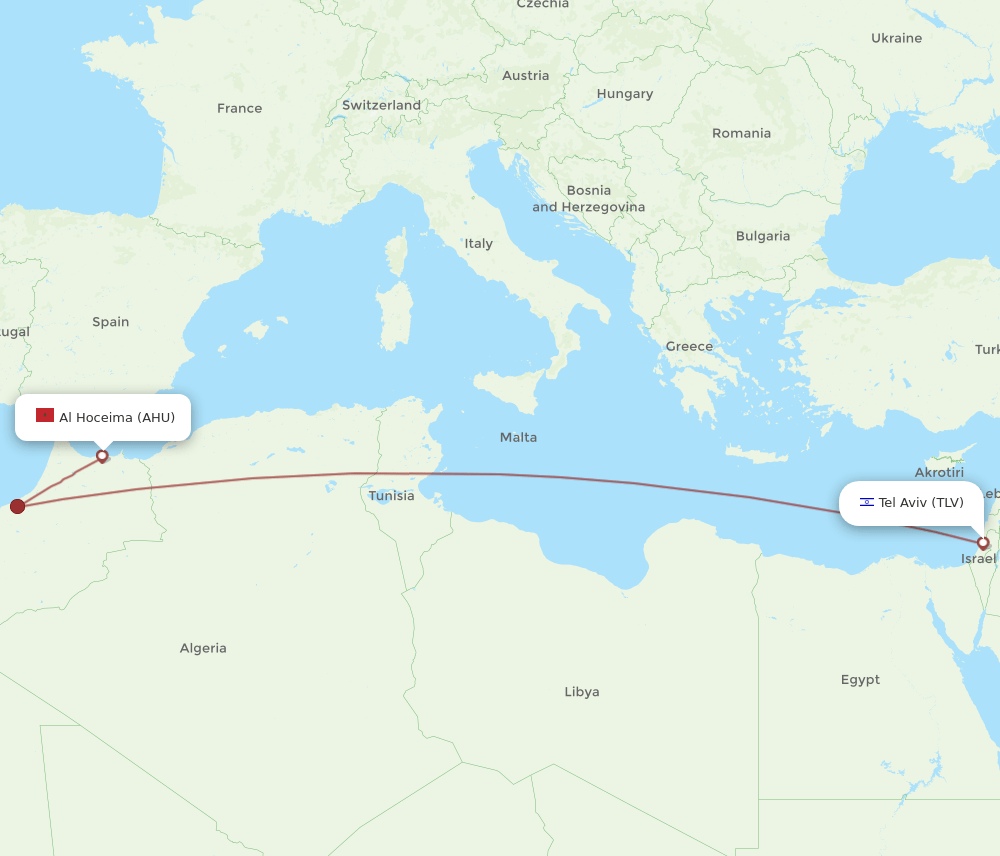 AHU-TLV flight routes