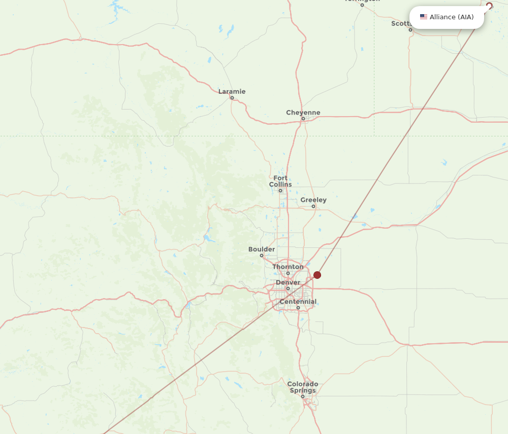 AIA to TEX flights and routes map