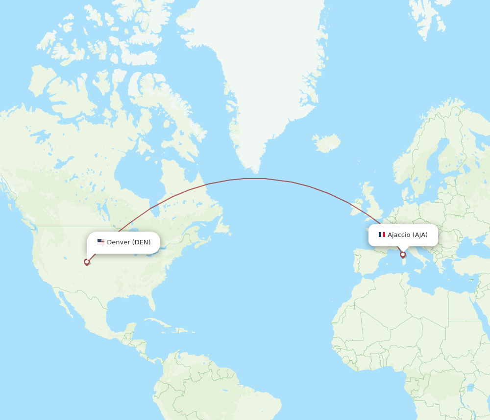 AJA to DEN flights and routes map