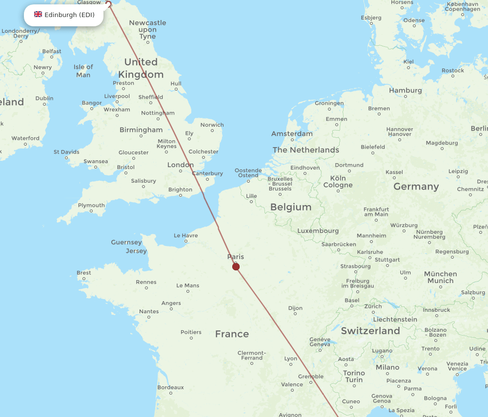 AJA to EDI flights and routes map