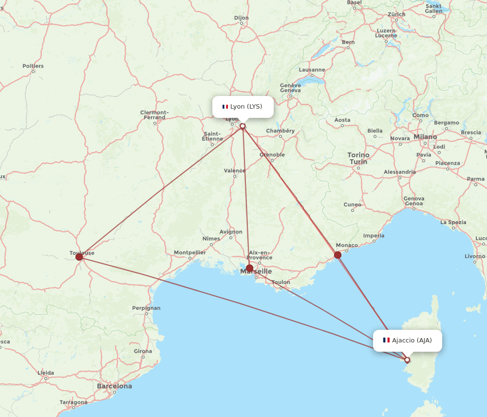 AJA-LYS flight routes