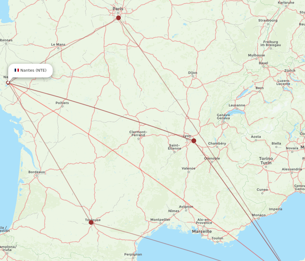 AJA-NTE flight routes