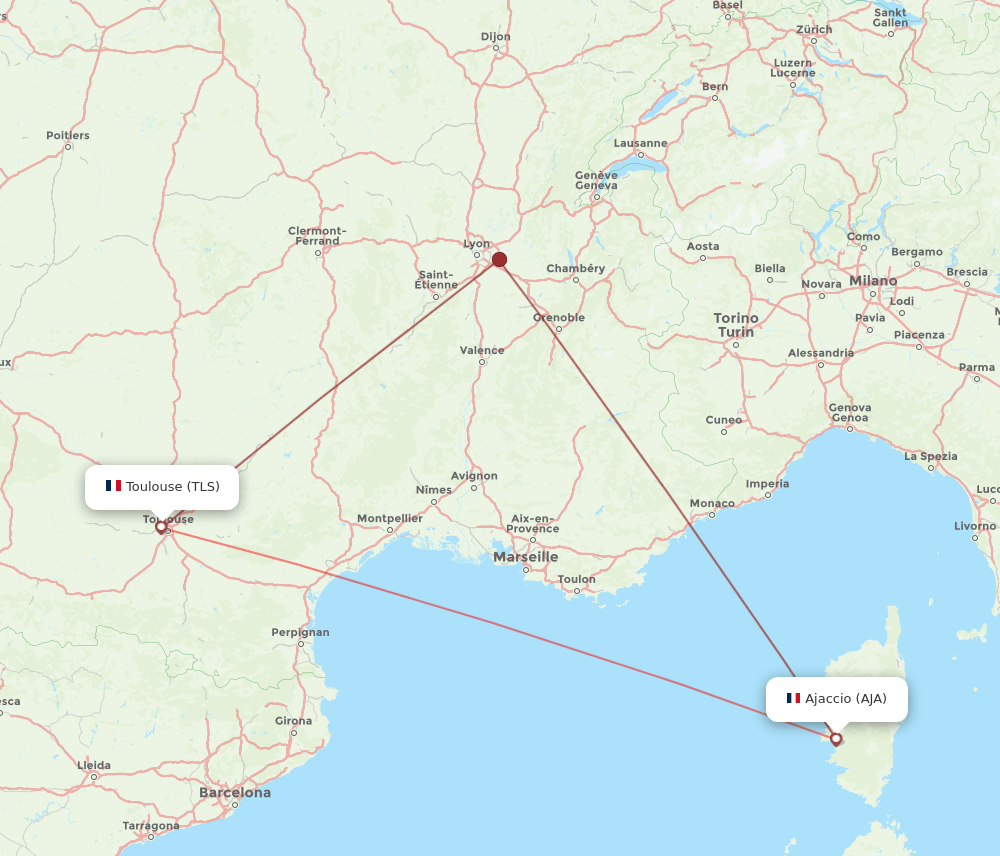 AJA to TLS flights and routes map