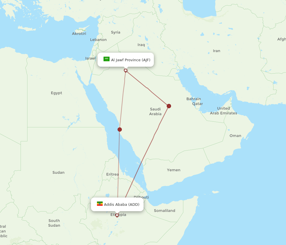 AJF-ADD flight routes
